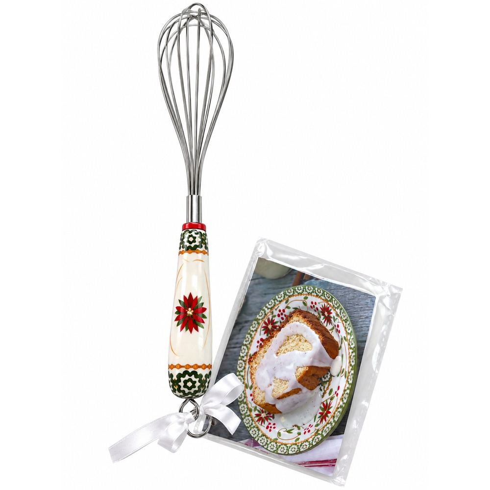 Temptations Old World Red Green Whisk New with Recipe Card NWT Holiday Christmas